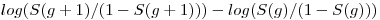 log(S(g+1)/(1-S(g+1)))-log(S(g)/(1-S(g)))